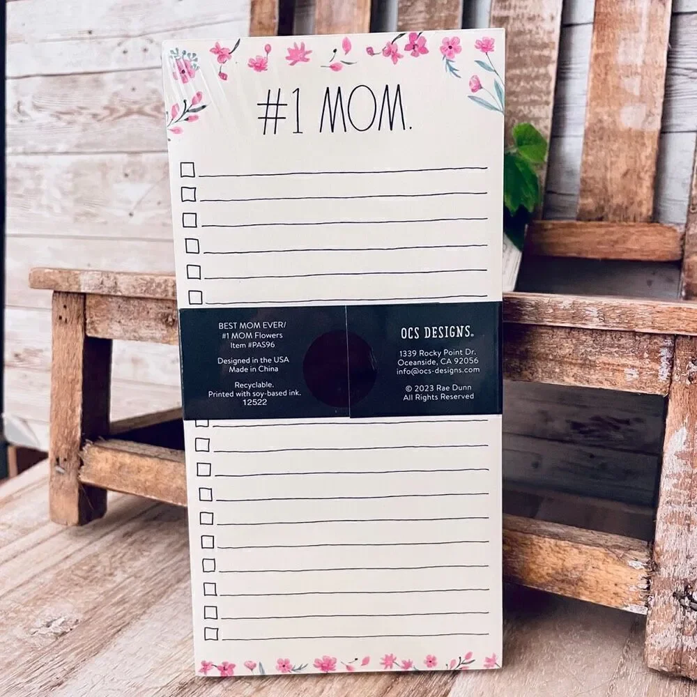 NWT Rae Dunn #1 MOM / BEST MOM EVER Yellow  pink 2 Pieces 140 Sheets Notepad Set